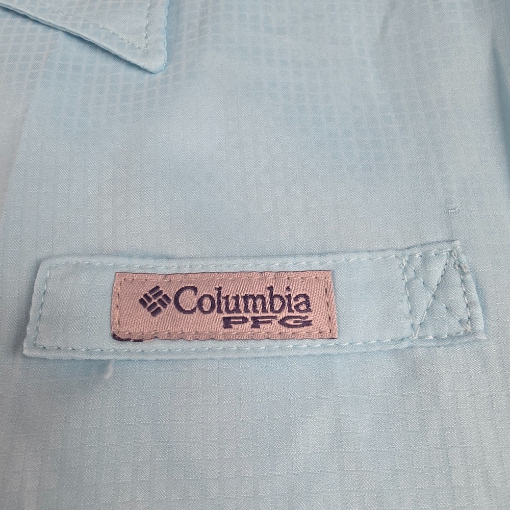 Columbia Fishing Shirt Womens Size XL Light Blue PFG Short Sleeve Vented Snap Up - Picture 2 of 8